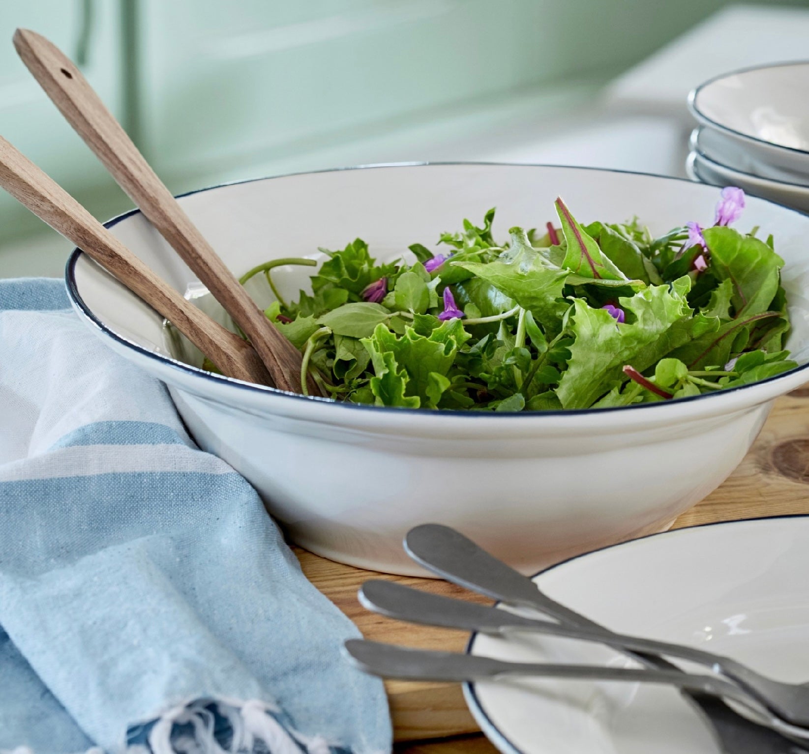 Costa Nova Beja Serving Bowl - White/Blue