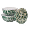 Crow Canyon Splatter Covered Multi Purpose Bowl Set - Green & Cream