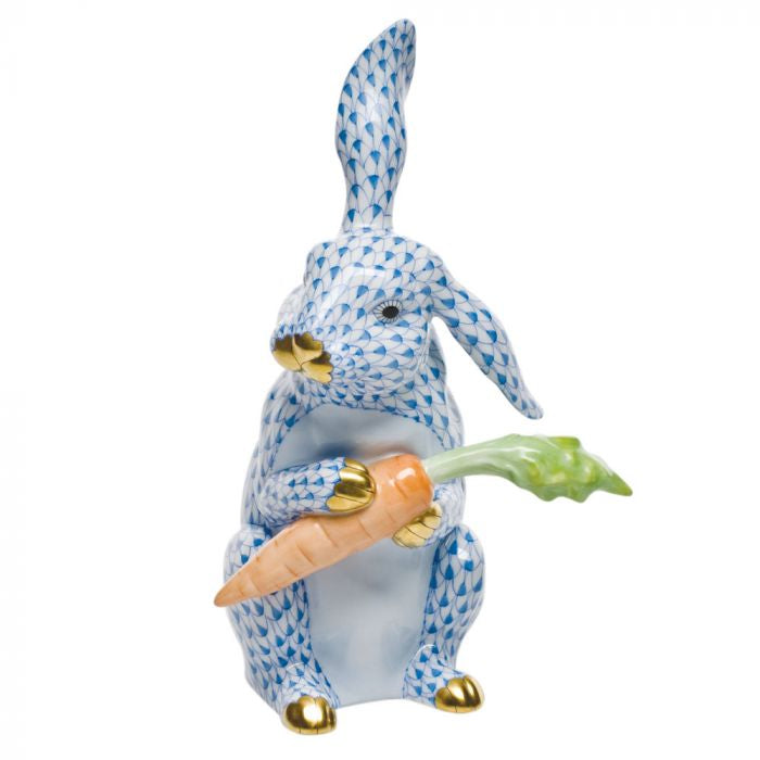 Herend Decorative Large Bunny with Carrot - Blue