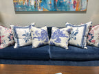 Architectural Elements Designer Blue & White Floral Pillow
