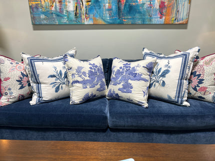 Architectural Elements Designer Blue & White Floral Pillow