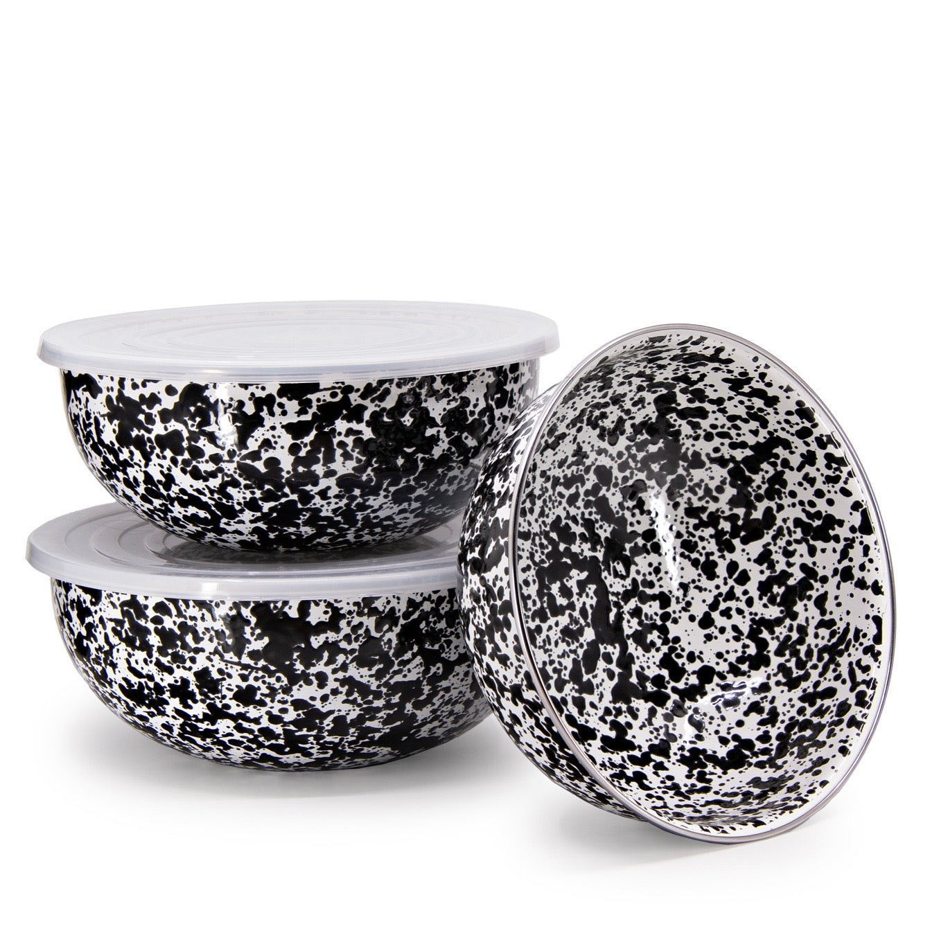 Crow Canyon Splatter Covered Multi Purpose Bowl Set - Black