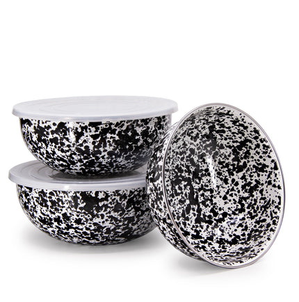 Crow Canyon Splatter Covered Multi Purpose Bowl Set - Black