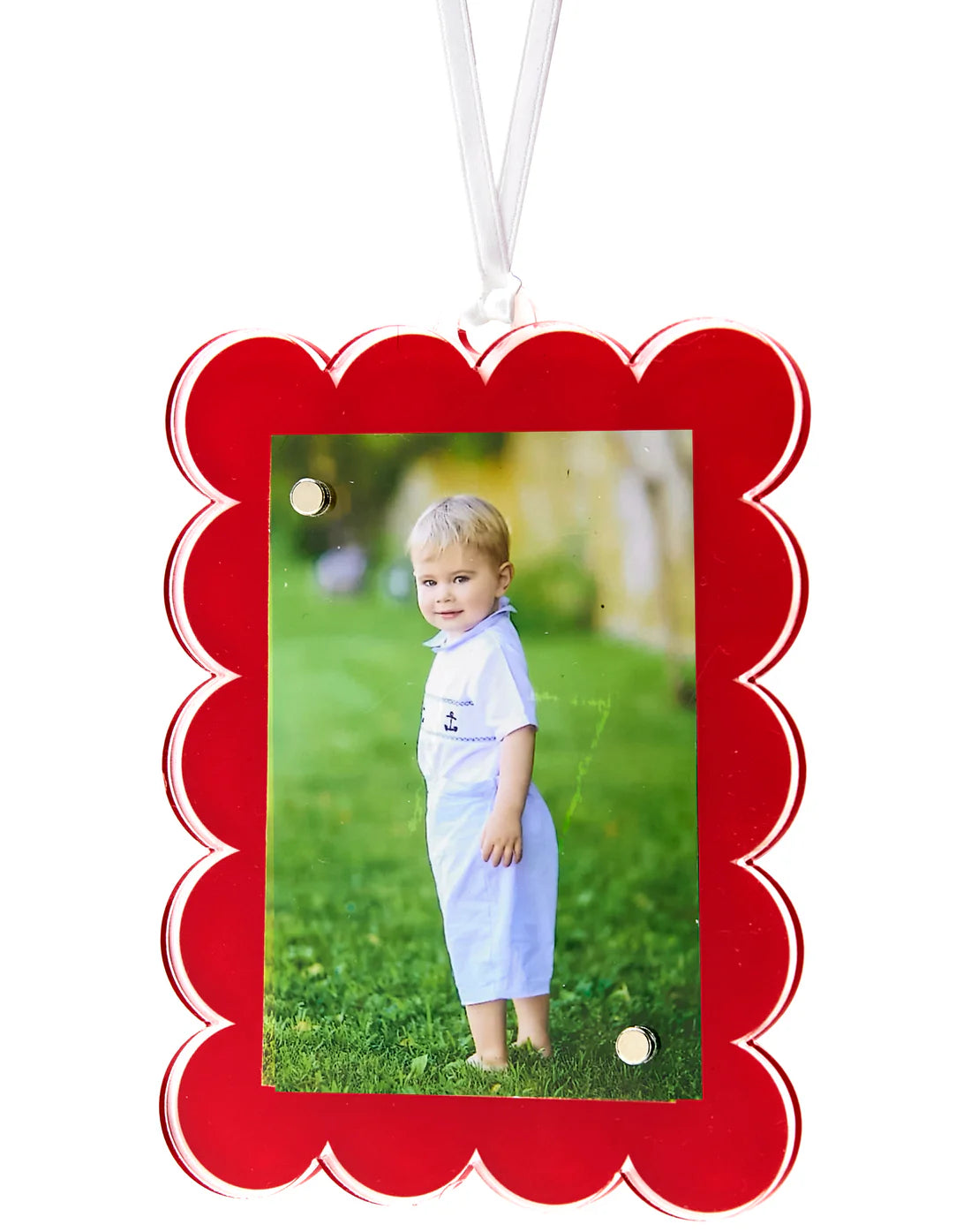 Tara Wilson Double Sided Scallop Ornament - Red
