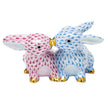 Herend Decorative Kissing Bunnies - Blue/Raspberry