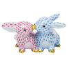 Herend Decorative Kissing Bunnies - Blue/Raspberry