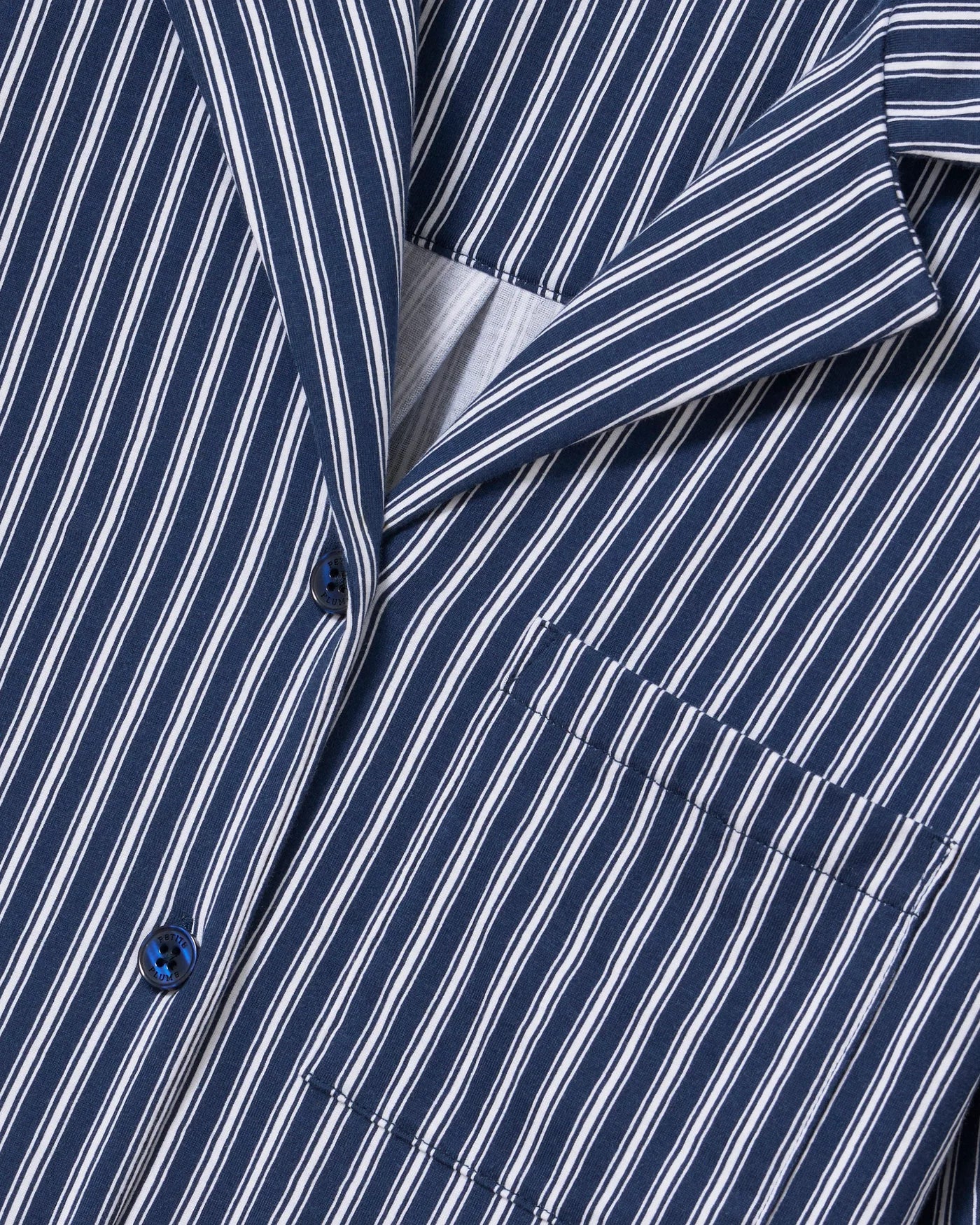 Petite Plume Olivia Wide Leg Pima Pajama Set - Admiral Navy Ticking