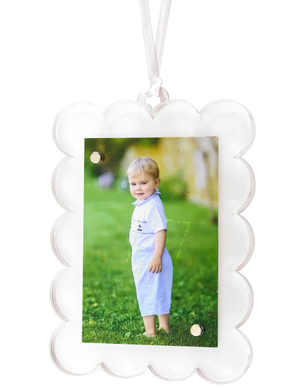 Tara Wilson Double Sided Scallop Ornament - White