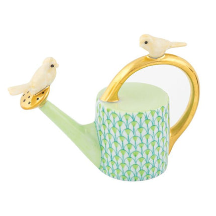 Herend Decorative Watering Can with Birds - Keylime