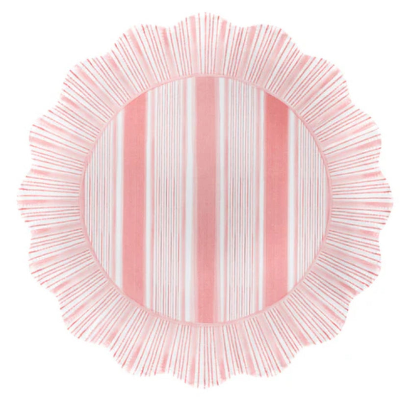 Juliska Cabana Coral Stripe Dessert/Salad Plate S/4 - Melamine