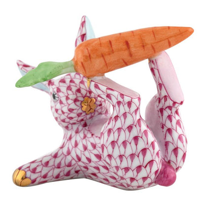 Herend Decorative Juggler Bunny - Raspberry