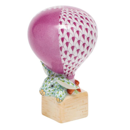 Herend Decorative Hot Air Balloon Bunny - Raspberry/Keylime