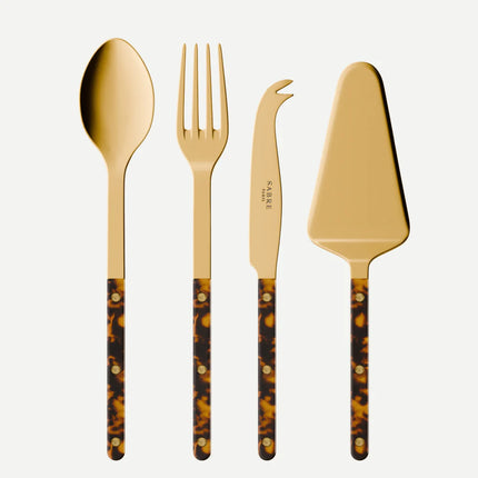 Sabre Bistrot Gold color Tortoise, Faux Tortoise Set of 4 Bistrot must-have serving pieces