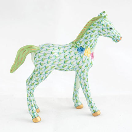 Herend Decorative Foal with Flowers - Key Lime
