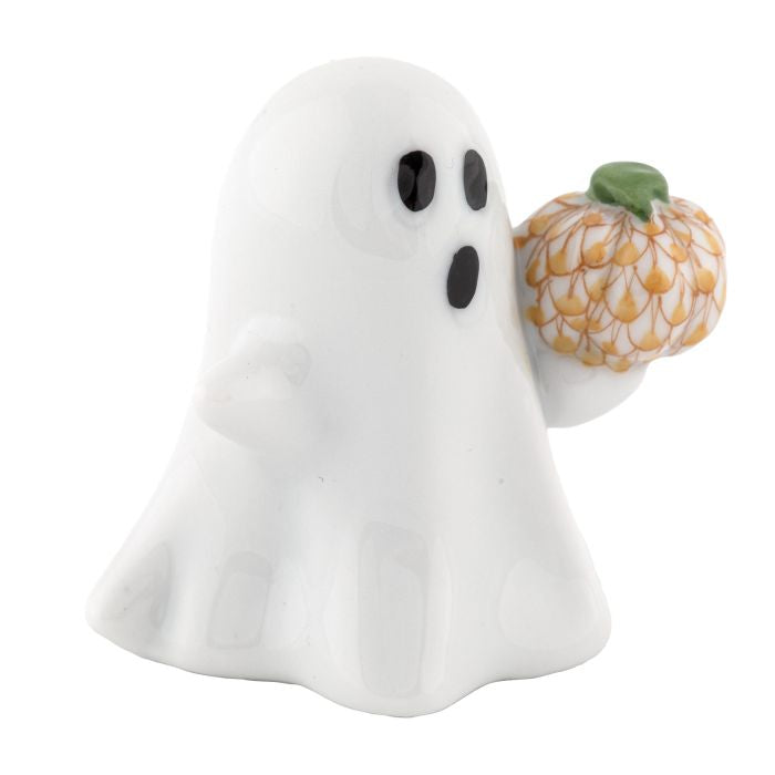 Herend Decorative Ghost with Pumpkin - Butterscotch