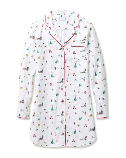 Petite Plume Women's Pima Nightshirt in Holiday Town