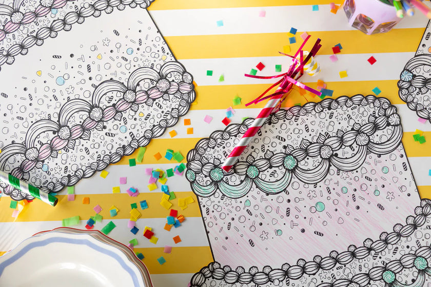 Hester & Cook Die-Cut Coloring Birthday Cake Placemat