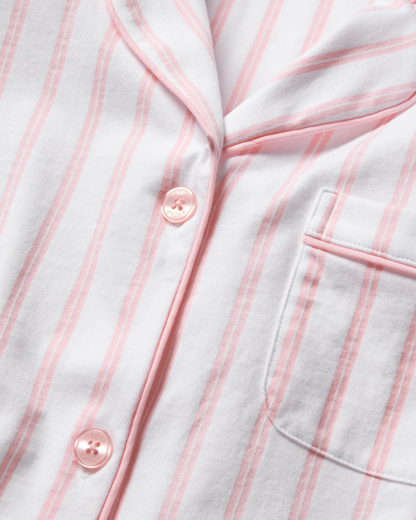 Petite Plume Women’s Crop Pima Pajama Set - Pink Stripe