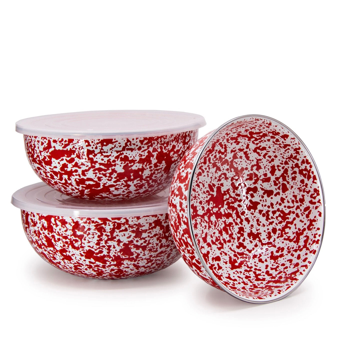 Crow Canyon Splatter Covered Multi Purpose Bowl Set - Red