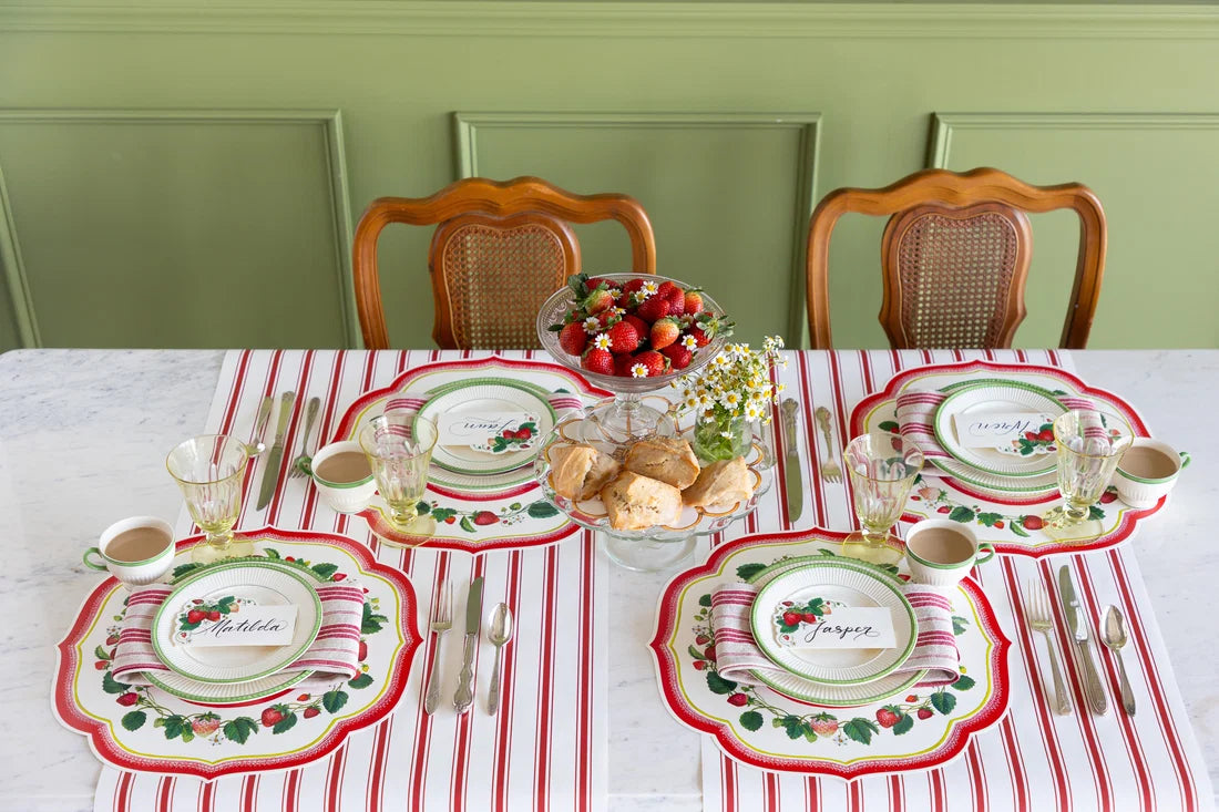Hester & Cook Red Linen Stripe Table Runner