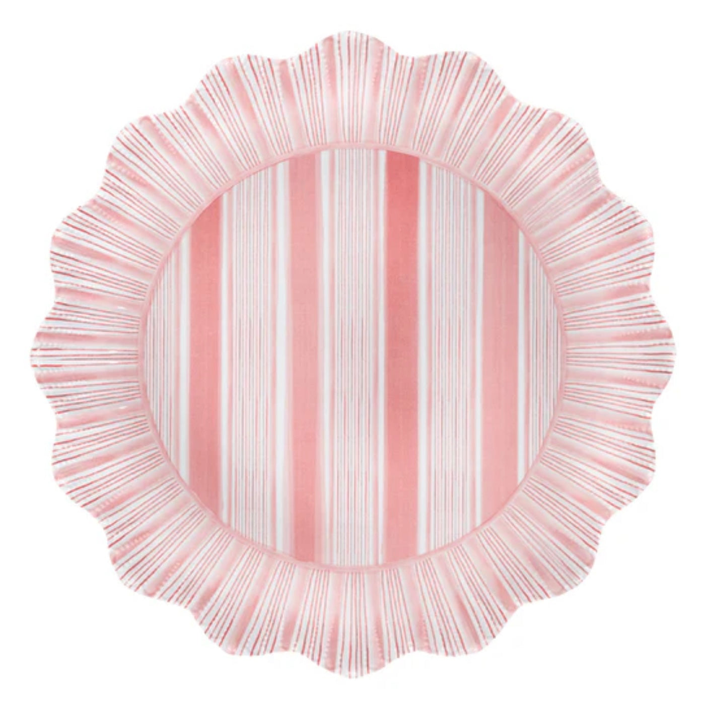 Juliska Cabana Stripe Coral Dinner Plate S/4 - Melamine