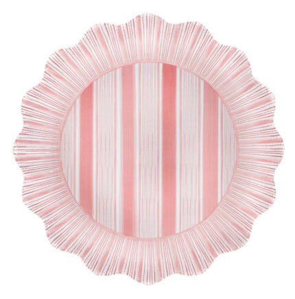 Juliska Cabana Stripe Coral Dinner Plate S/4 - Melamine