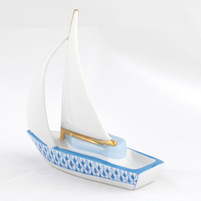 Herend Decorative Sailboat at Sea - Blue