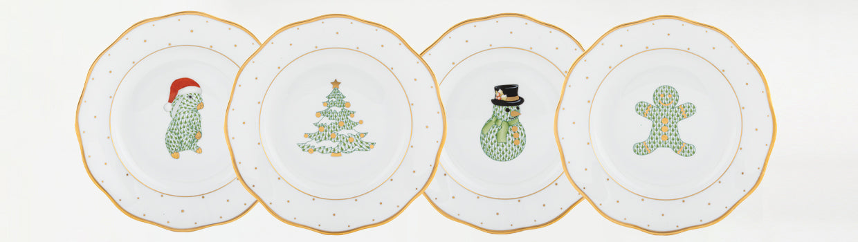 Herend Christmas Dessert Plate - Candy Cane