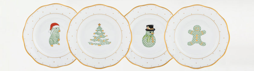 Herend Christmas Dessert Plate - Candy Cane