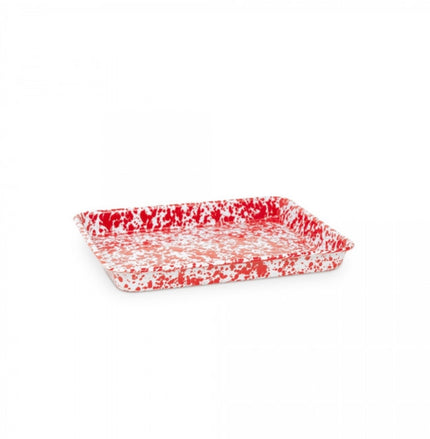 Crow Canyon Splatter Covered Small Rectangular Tray - Red