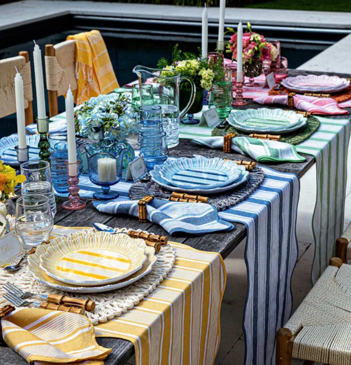 Juliska Cabana Stripe Ocean Dinner Plate S/4 - Melamine