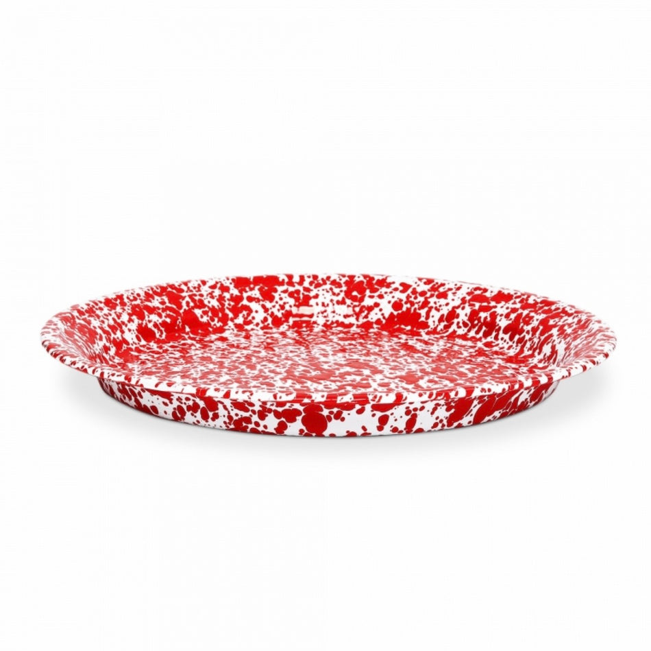 Crow Canyon Splatter Covered Large Round Tray - Red