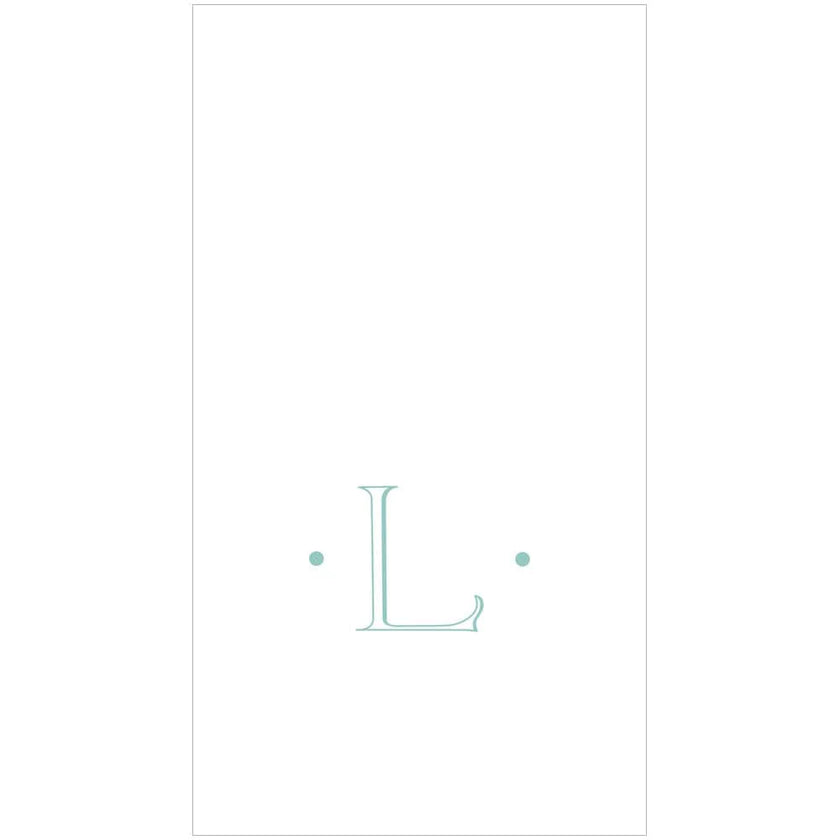 Caspari Antique Robin's Egg Single Initial Guest Towel Napkins - 24 Per Box