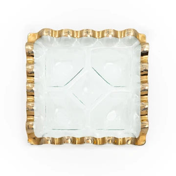 annieglass Ruffle Square Chip & Dip Tray