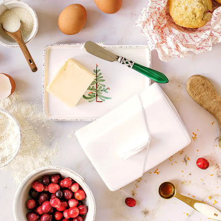 Vietri Lastra Holiday Butter Dish