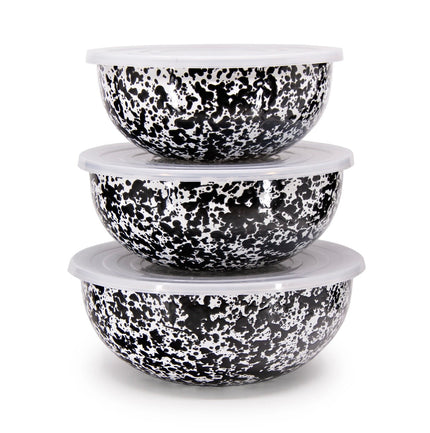 Crow Canyon Splatter Covered Multi Purpose Bowl Set - Black