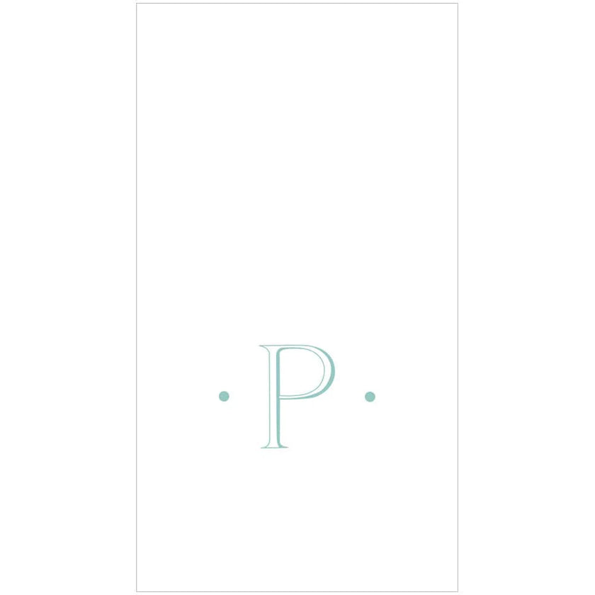Caspari Antique Robin's Egg Single Initial Guest Towel Napkins - 24 Per Box
