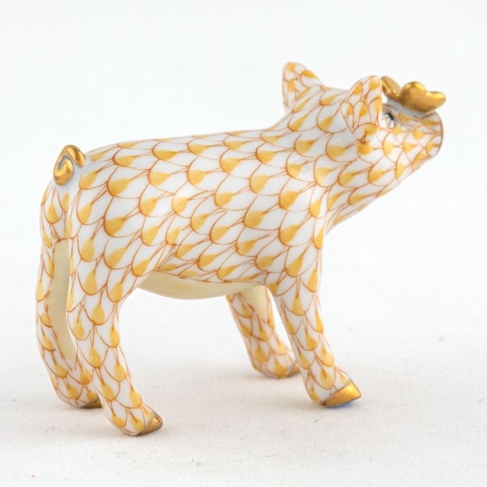 Herend Decorative Pig with Butterfly - Butterscotch