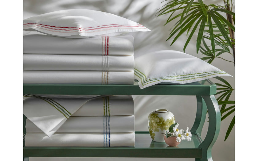 Matouk Amara Triple Pearl Flat Sheet - White