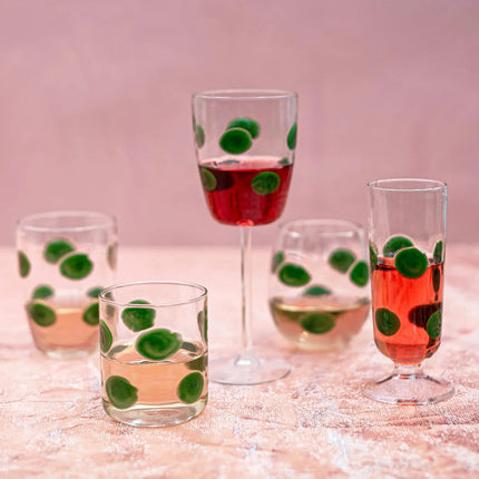 Vietri Drop Green Stemless Wine Glass