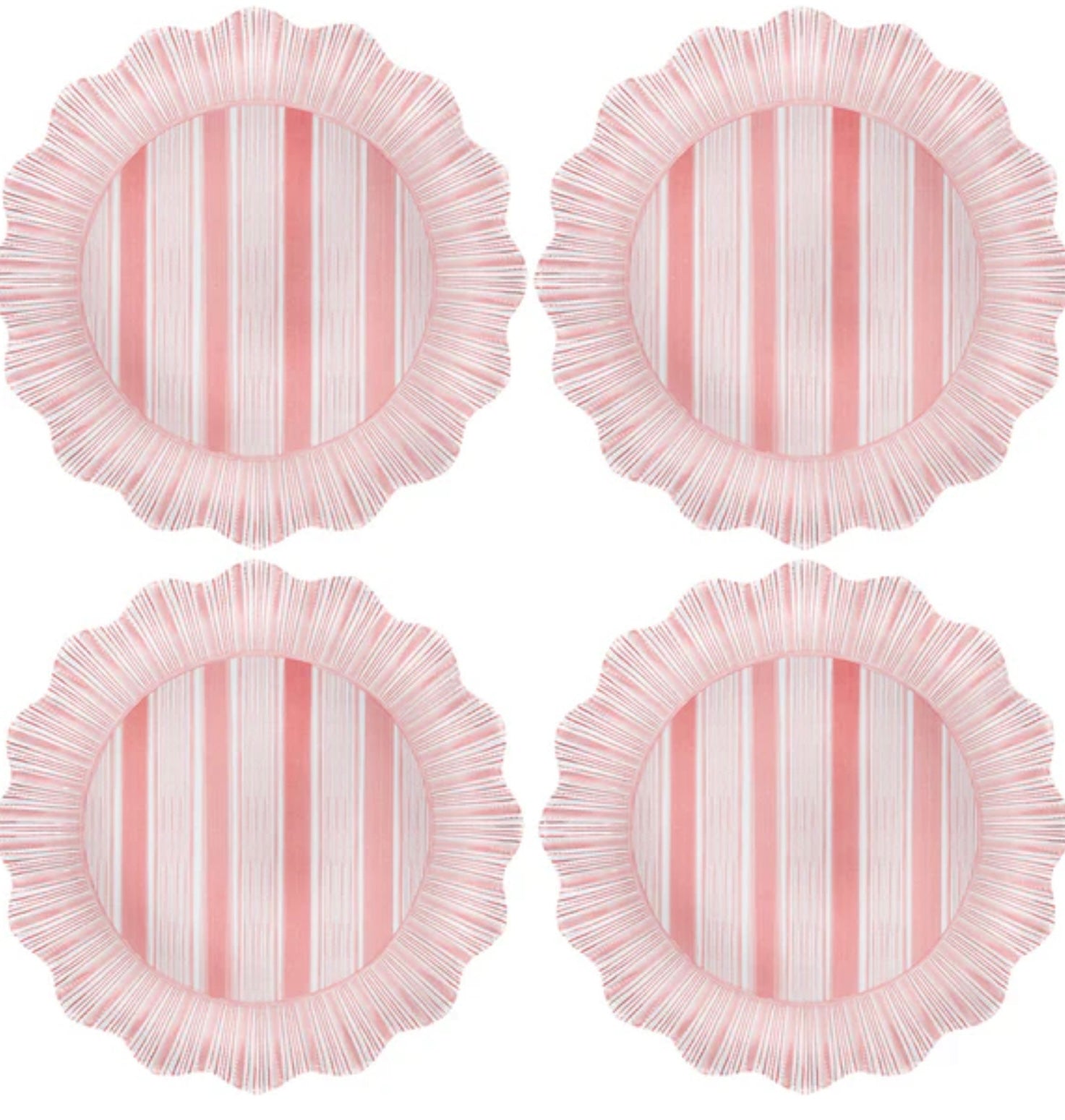 Juliska Cabana Stripe Coral Dinner Plate S/4 - Melamine