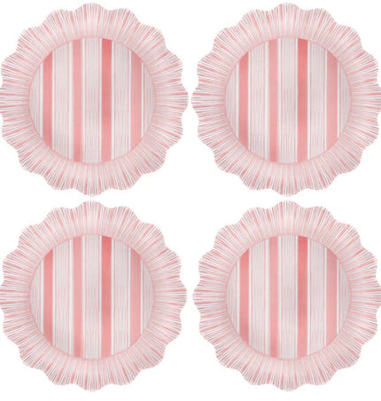 Juliska Cabana Stripe Coral Dinner Plate S/4 - Melamine