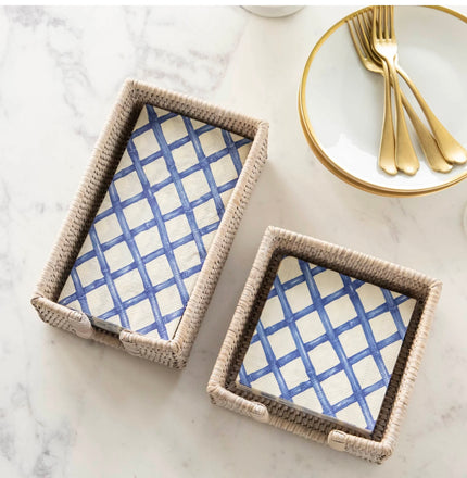 Hester & Cook Blue Lattice Paper Guest Napkins