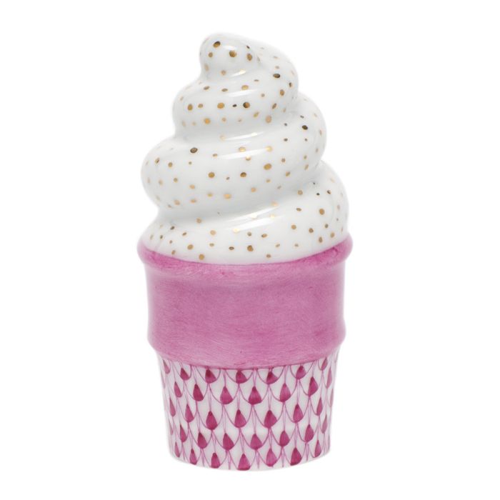Herend Decorative Ice Cream Cone - Raspberry