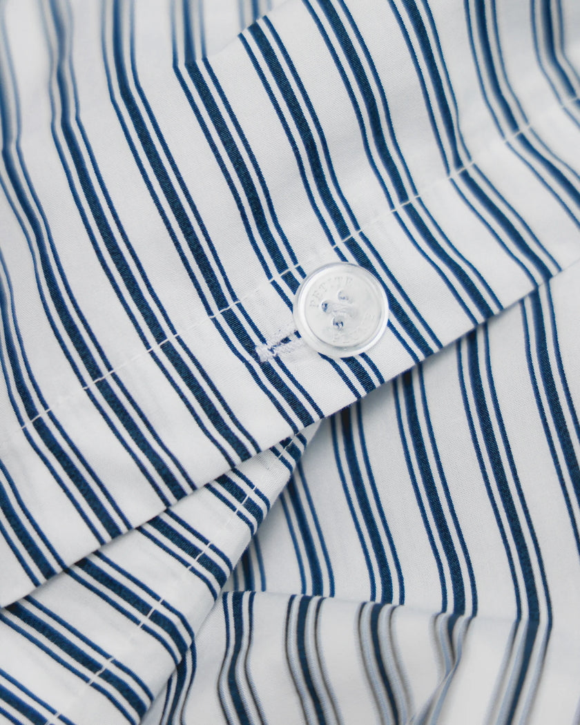 Petite Plume Luxe Premium Cotton Duvet - Navy French Ticking