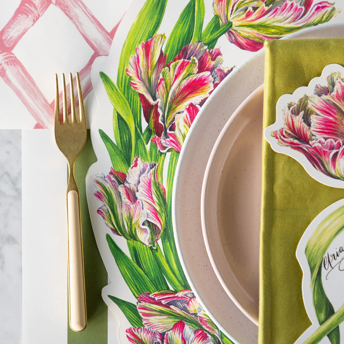 Hester & Cook Die Cut Parrot Tulip Placemat