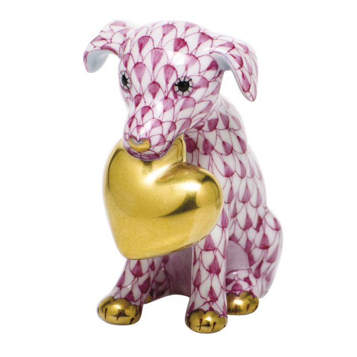 Herend Decorative Puppy Love - Raspberry