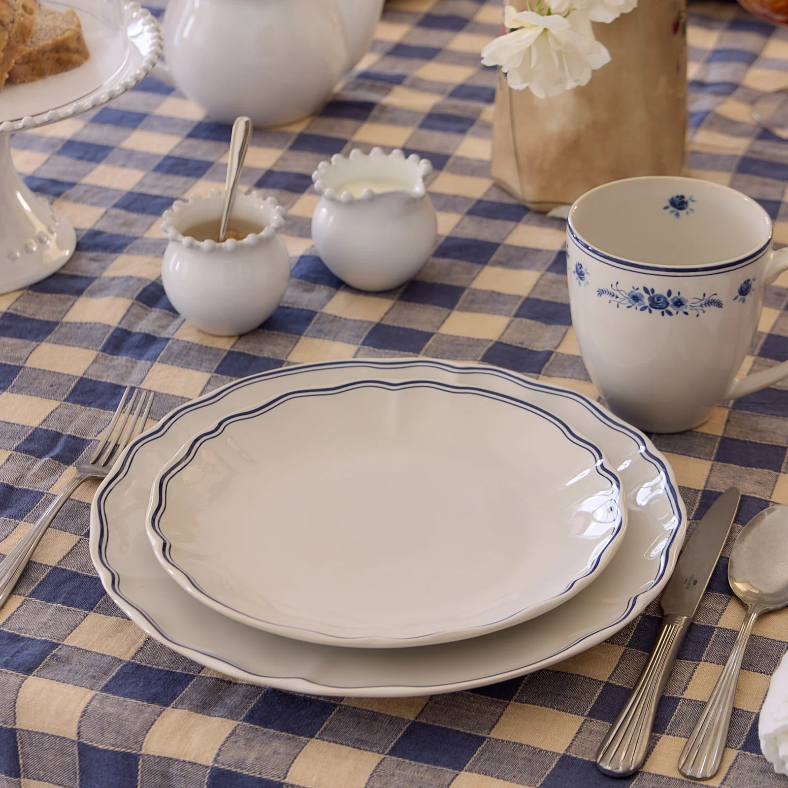 Costa Nova Vila Salad Plate - White/Blue Edge