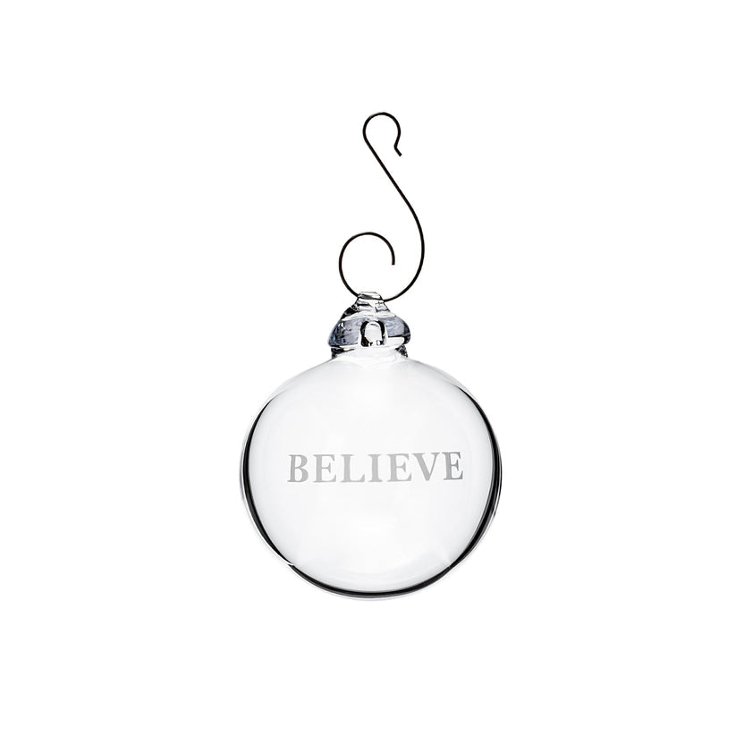Simon Pearce Round “Believe” Ornament