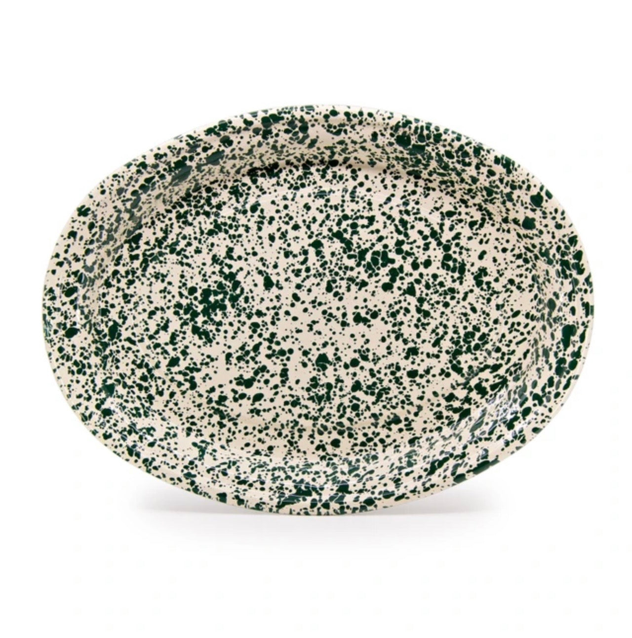 Crow Canyon Splatter Covered Oval Platter - Green & Cream